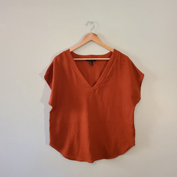 Forever 21 Tops - Forever 21 Burnt Orange V-Neck Top